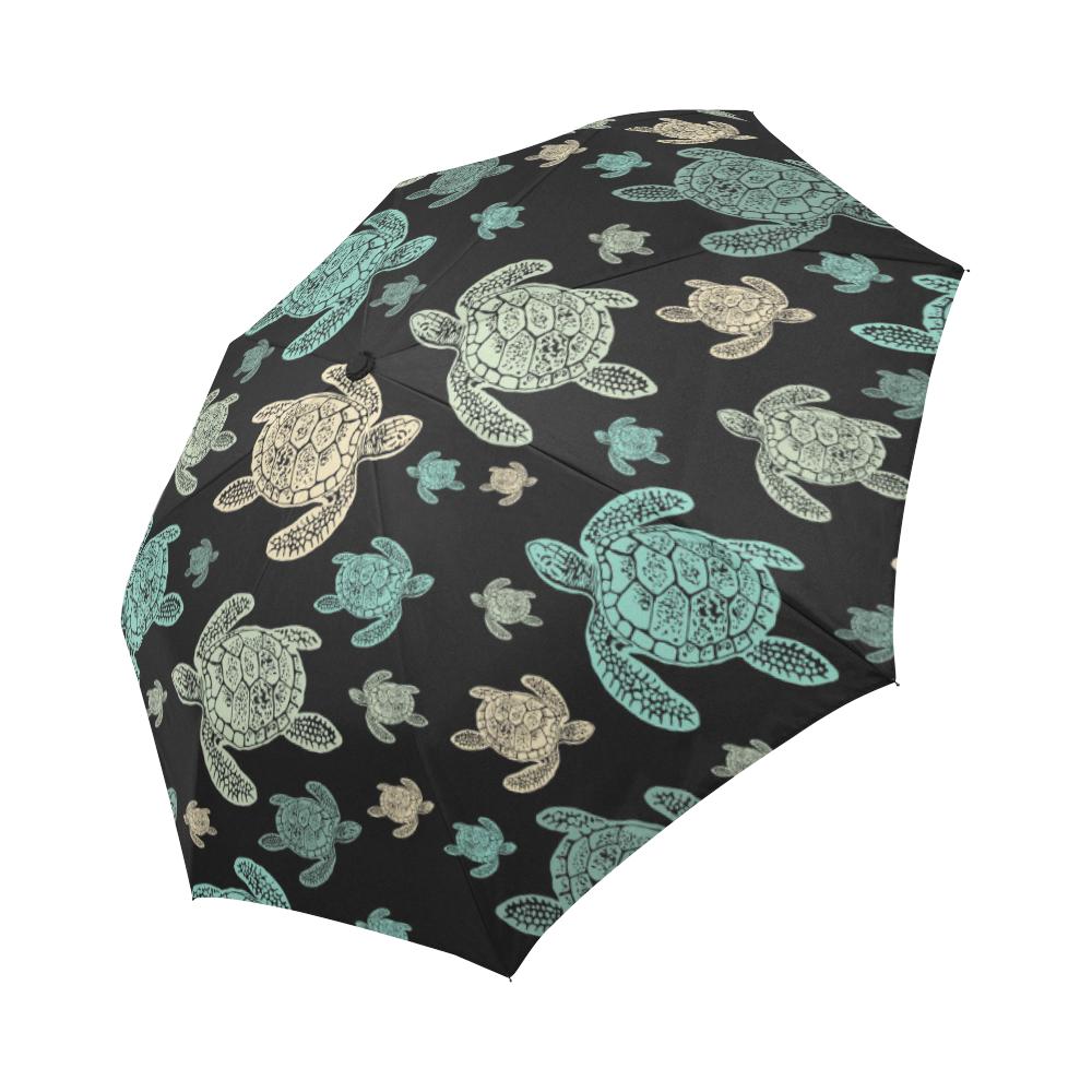 Sea Turtle Stamp Pattern Automatic Foldable Umbrella