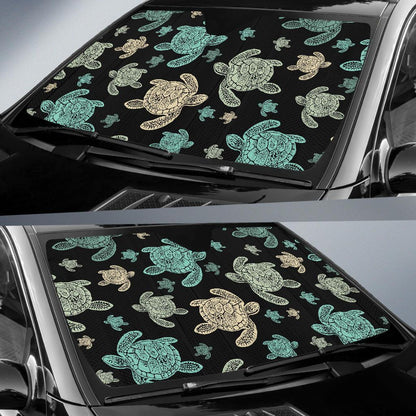 Sea Turtle Stamp Pattern Car Sun Shade For Windshield