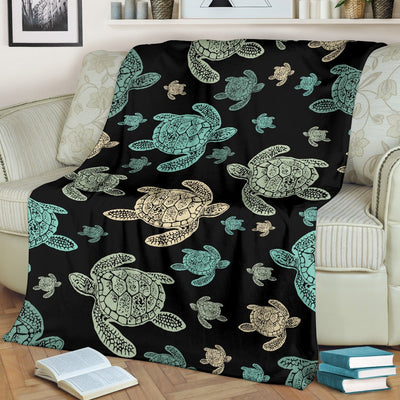 Sea Turtle Stamp Pattern Fleece Blanket