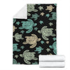 Sea Turtle Stamp Pattern Fleece Blanket