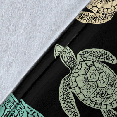 Sea Turtle Stamp Pattern Fleece Blanket
