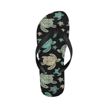 Sea Turtle Stamp Pattern Flip Flops-JTAMIGO.COM