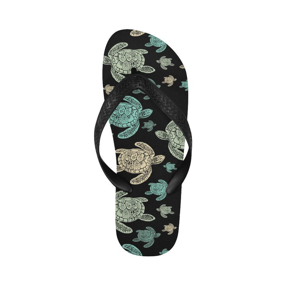 Sea Turtle Stamp Pattern Flip Flops-JTAMIGO.COM