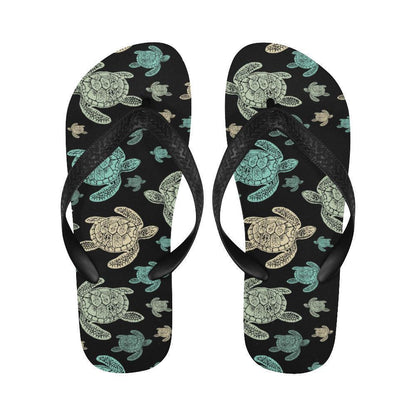 Sea Turtle Stamp Pattern Flip Flops-JTAMIGO.COM