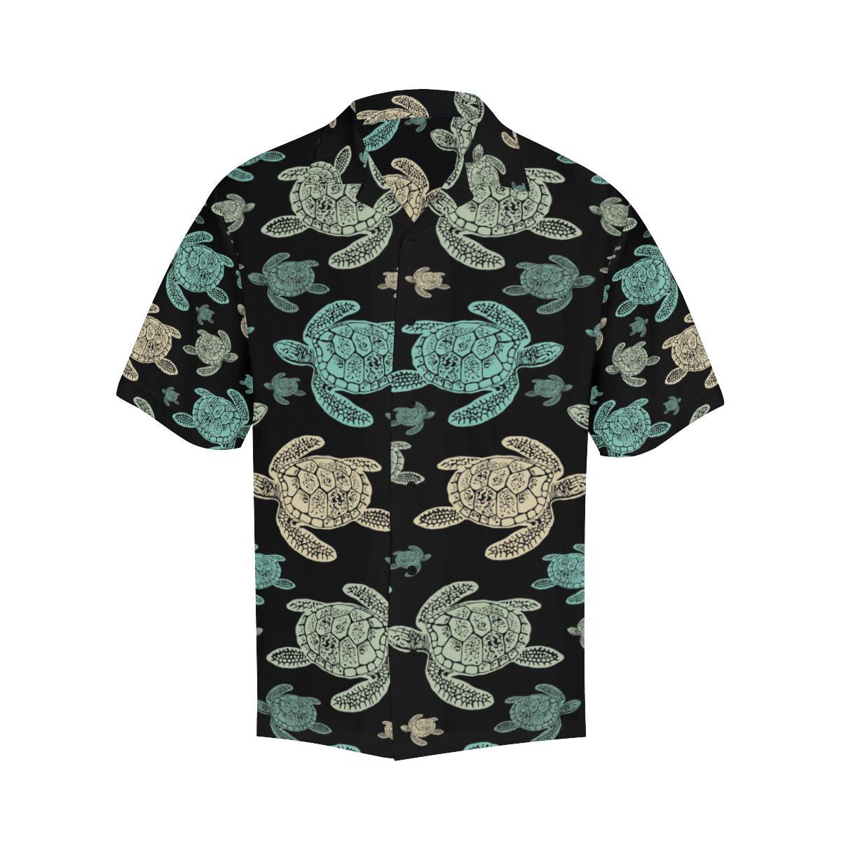 Sea Turtle Stamp Pattern Men Aloha Hawaiian Shirt