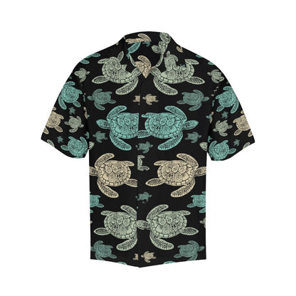 Sea Turtle Stamp Pattern Men Aloha Hawaiian Shirt