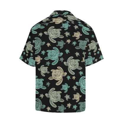 Sea Turtle Stamp Pattern Men Aloha Hawaiian Shirt