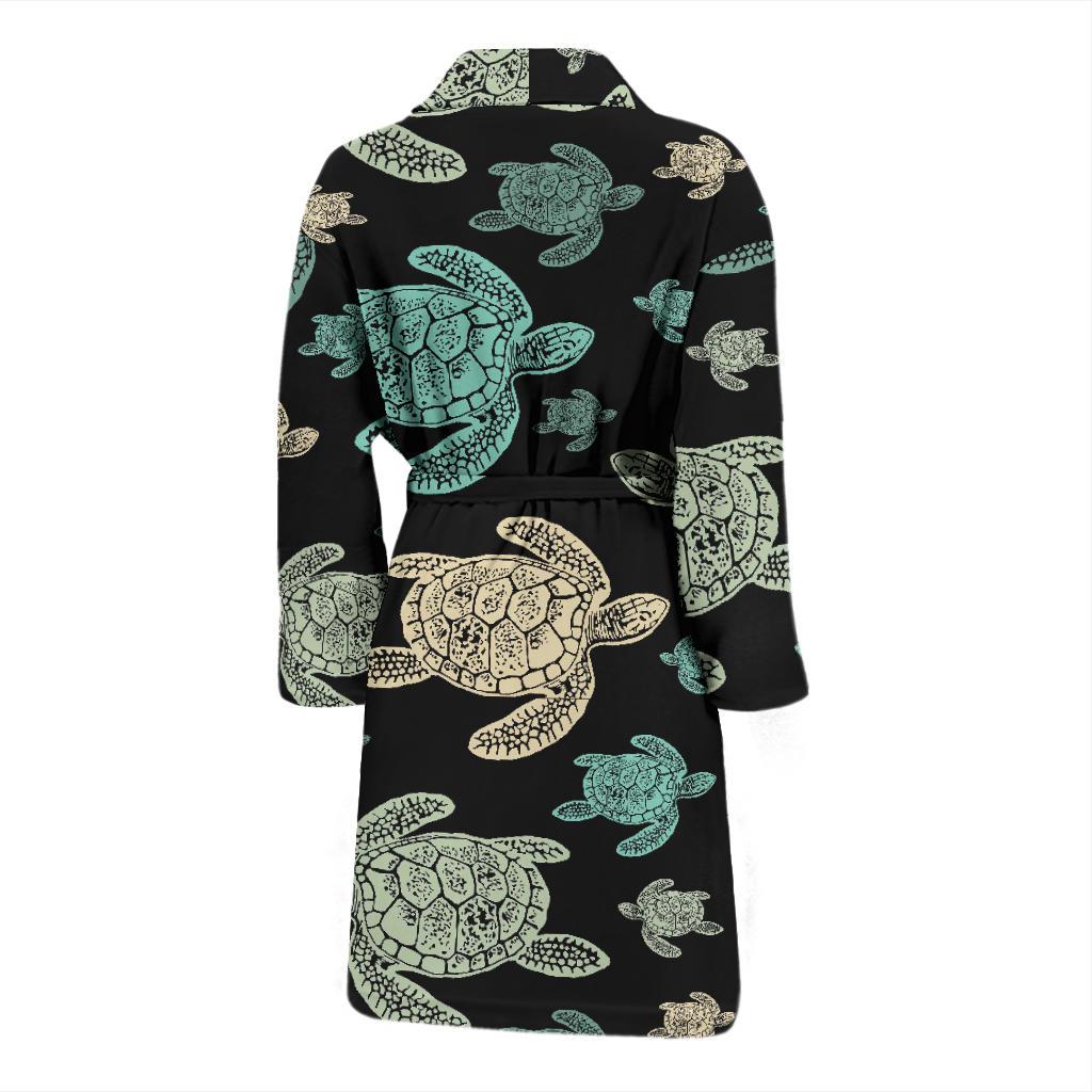 Sea Turtle Stamp Pattern Men Bath Robe-JTAMIGO.COM