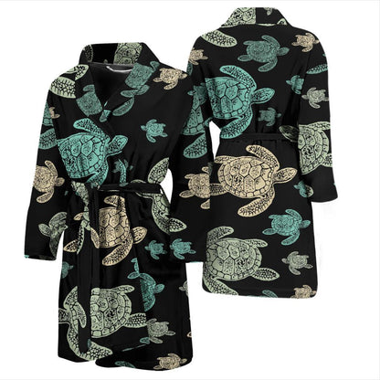 Sea Turtle Stamp Pattern Men Bath Robe-JTAMIGO.COM