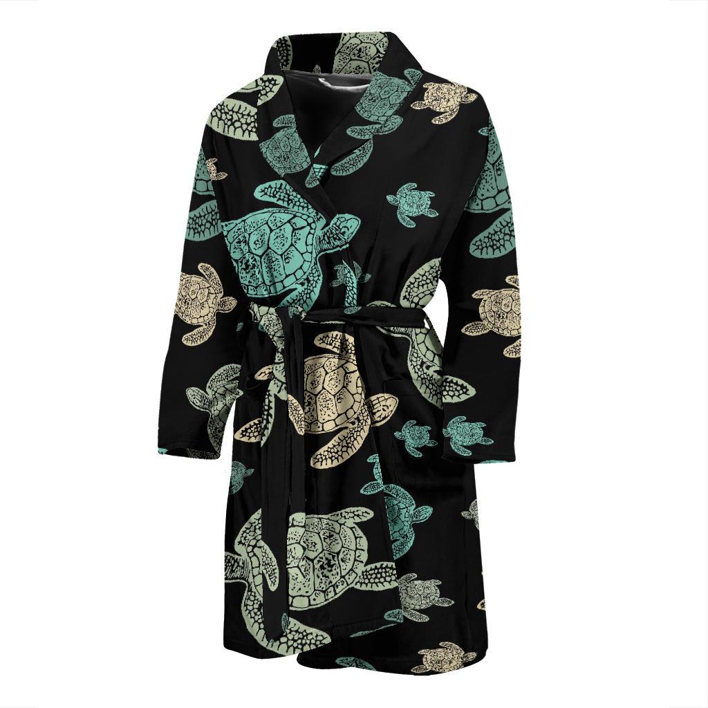 Sea Turtle Stamp Pattern Men Bath Robe-JTAMIGO.COM