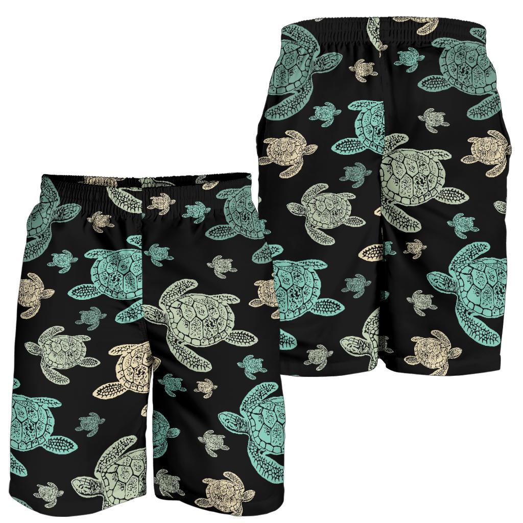 Sea Turtle Stamp Pattern Mens Shorts-JTAMIGO.COM