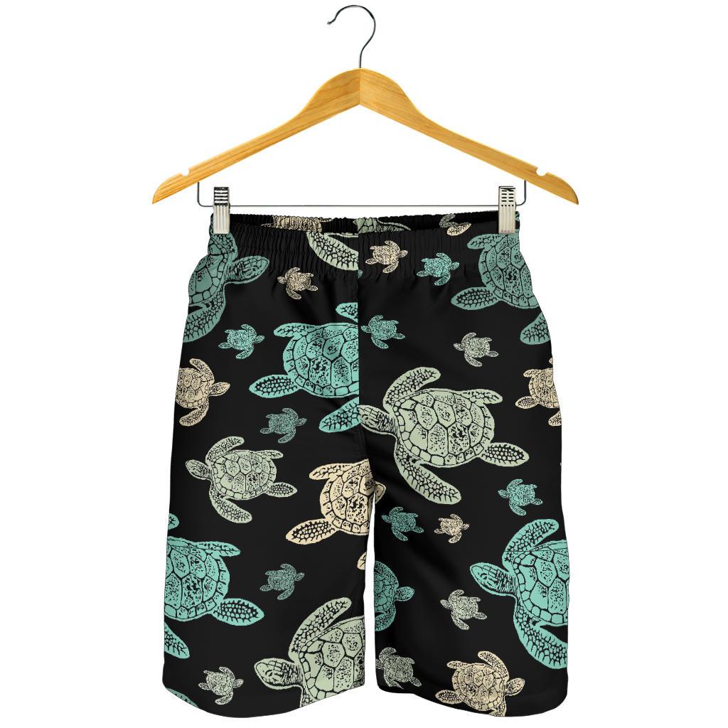 Sea Turtle Stamp Pattern Mens Shorts-JTAMIGO.COM