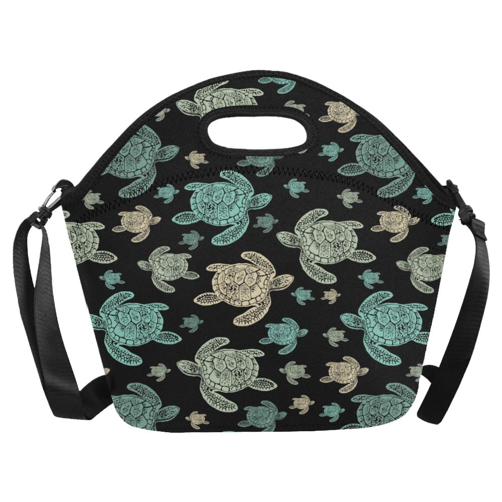 Sea Turtle Stamp Pattern Neoprene Lunch Bag (Model 1669)(Large)-JTAMIGO.COM