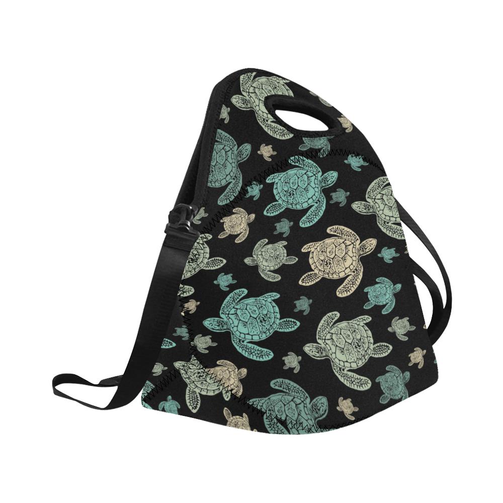 Sea Turtle Stamp Pattern Neoprene Lunch Bag (Model 1669)(Large)-JTAMIGO.COM