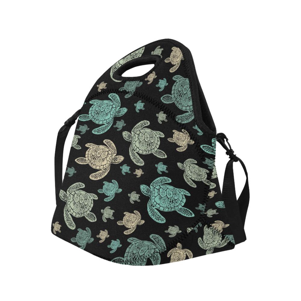 Sea Turtle Stamp Pattern Neoprene Lunch Bag (Model 1669)(Large)-JTAMIGO.COM