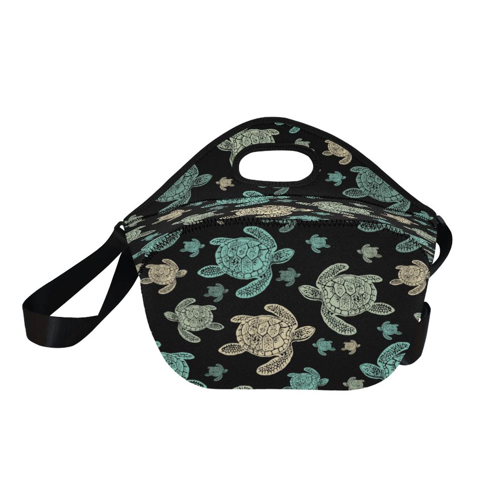 Sea Turtle Stamp Pattern Neoprene Lunch Bag (Model 1669)(Large)-JTAMIGO.COM