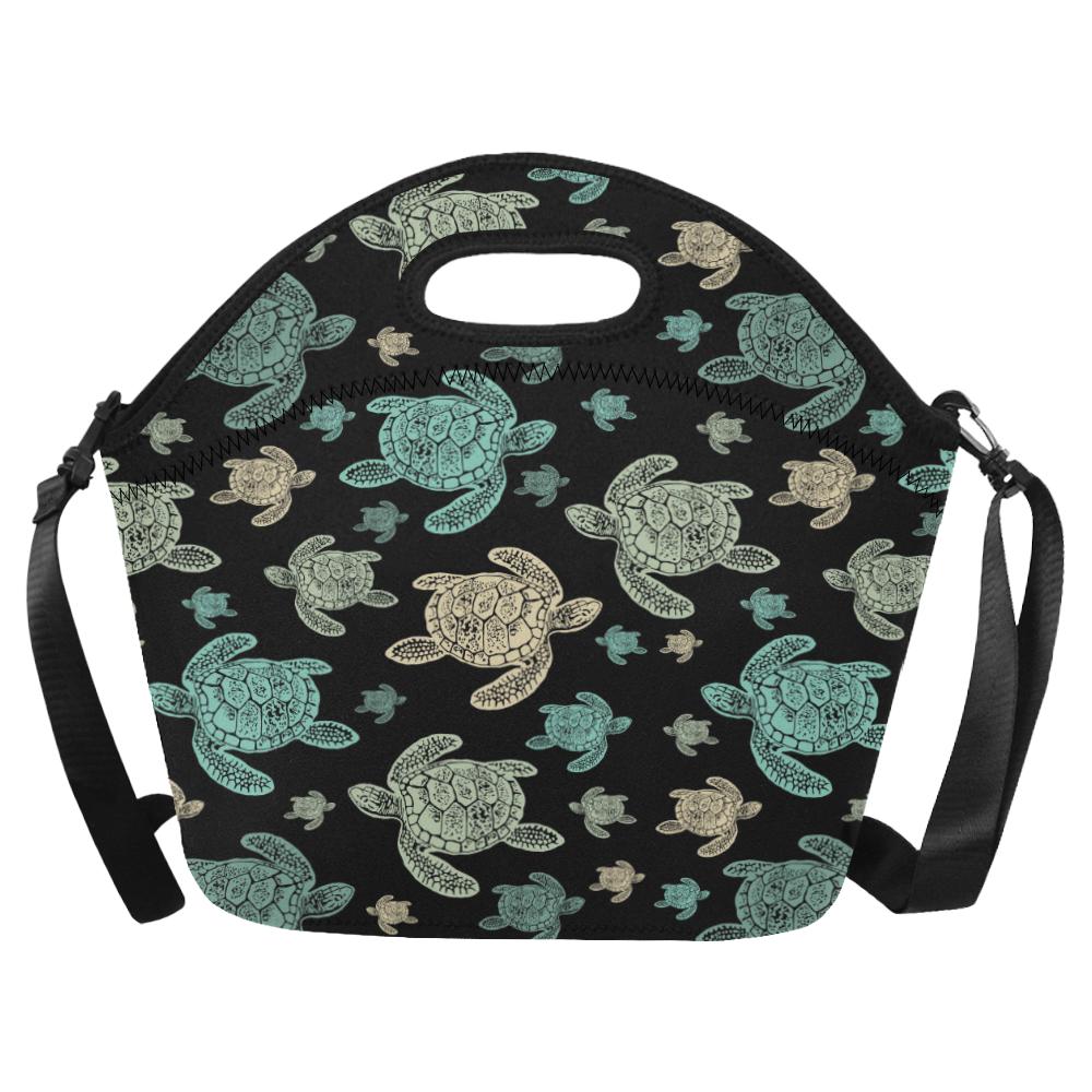 Sea Turtle Stamp Pattern Neoprene Lunch Bag (Model 1669)(Large)-JTAMIGO.COM