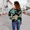 Sea Turtle Stamp Pattern Off Shoulder Sweatshirt