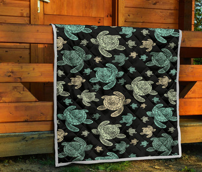 Sea Turtle Stamp Pattern Premium Quilt-JTAMIGO.COM