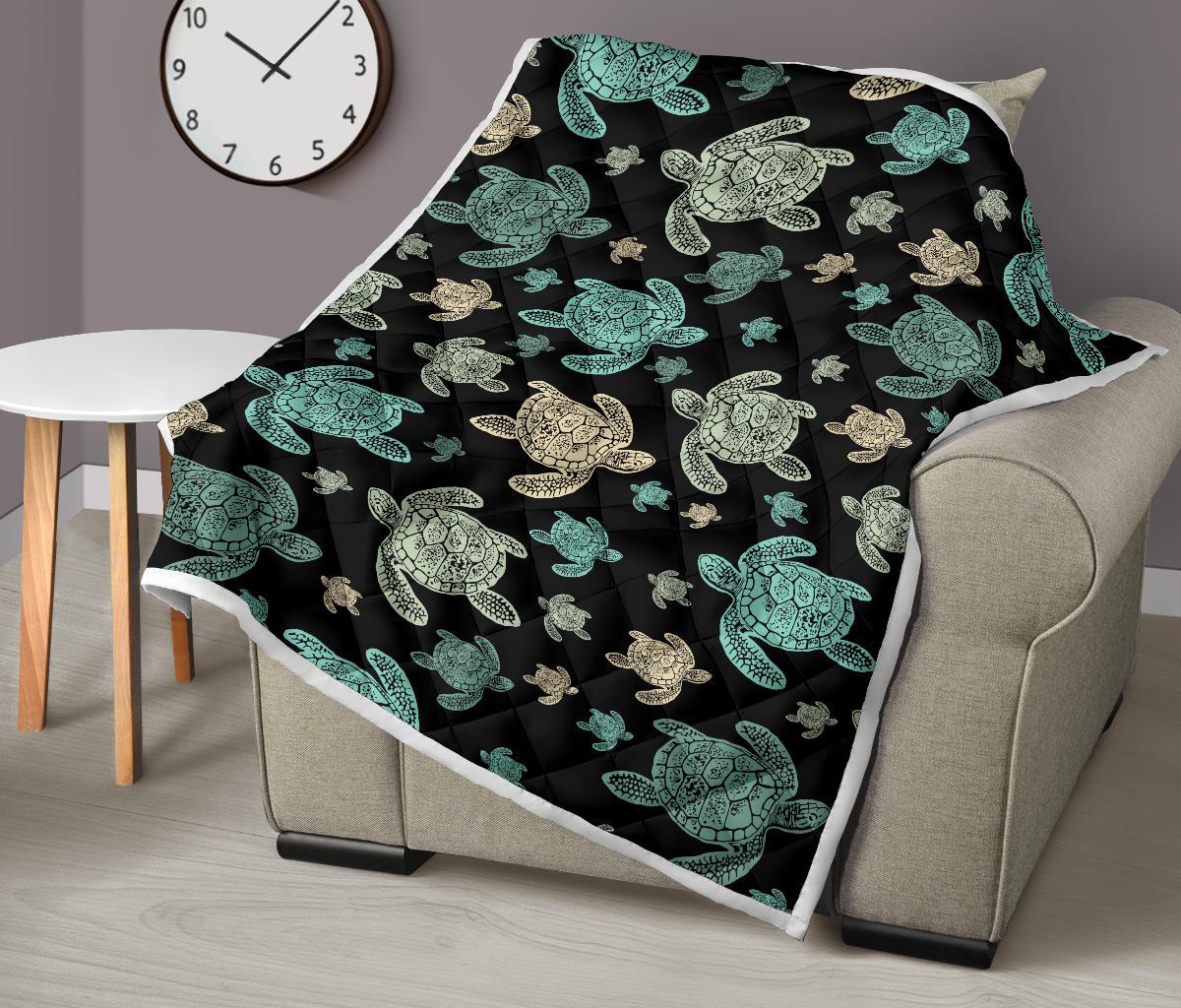 Sea Turtle Stamp Pattern Premium Quilt-JTAMIGO.COM