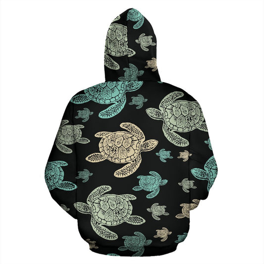 Sea Turtle Stamp Pattern Pullover Hoodie