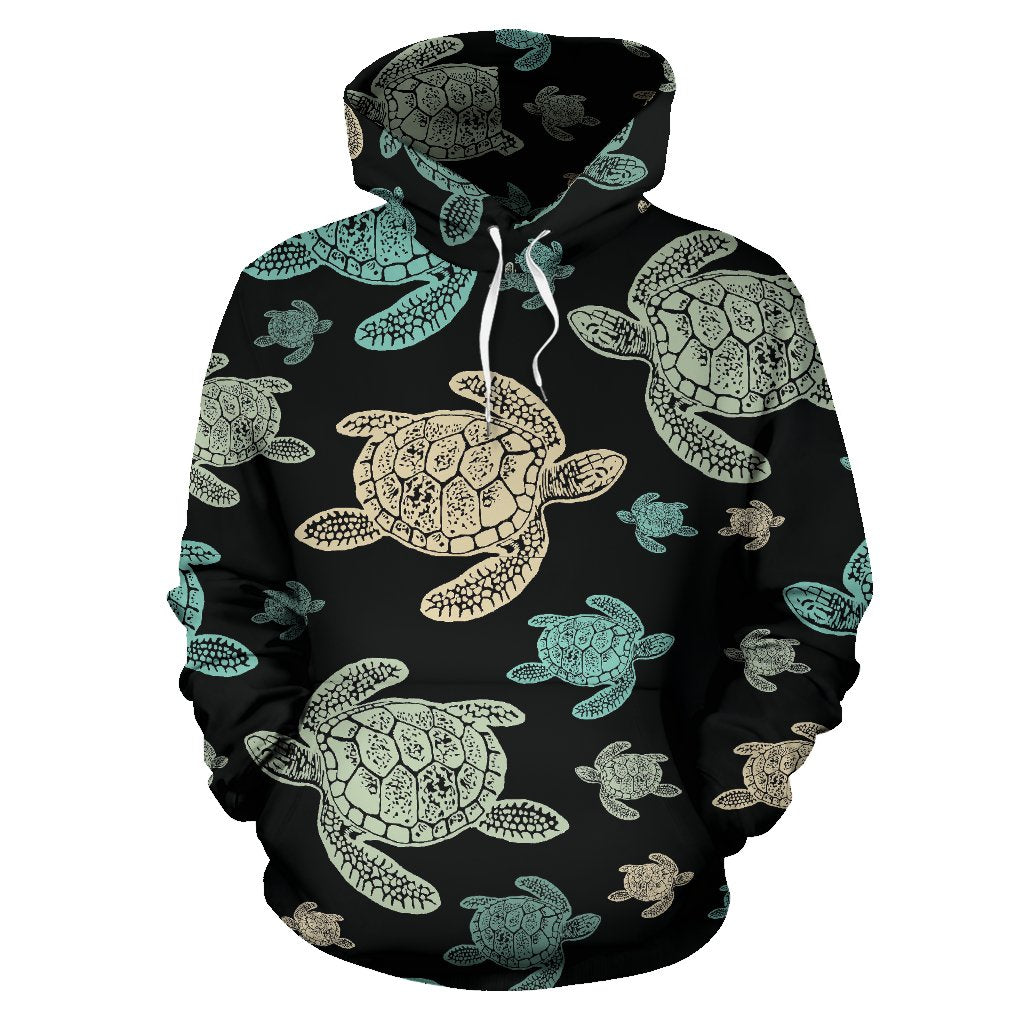 Sea Turtle Stamp Pattern Pullover Hoodie