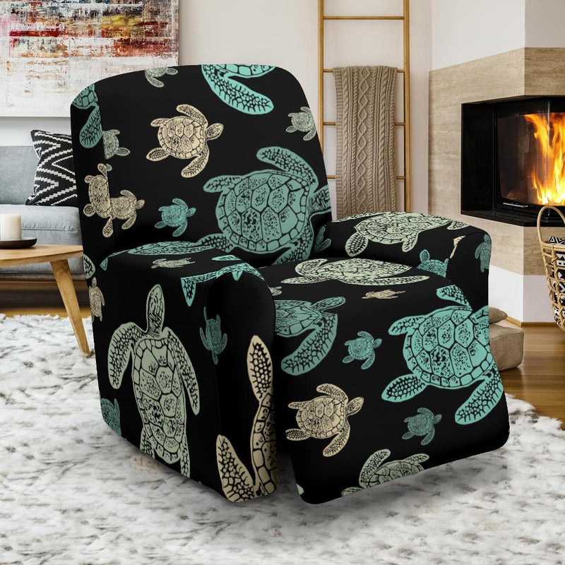 Sea Turtle Stamp Pattern Recliner Slipcover-JTAMIGO.COM