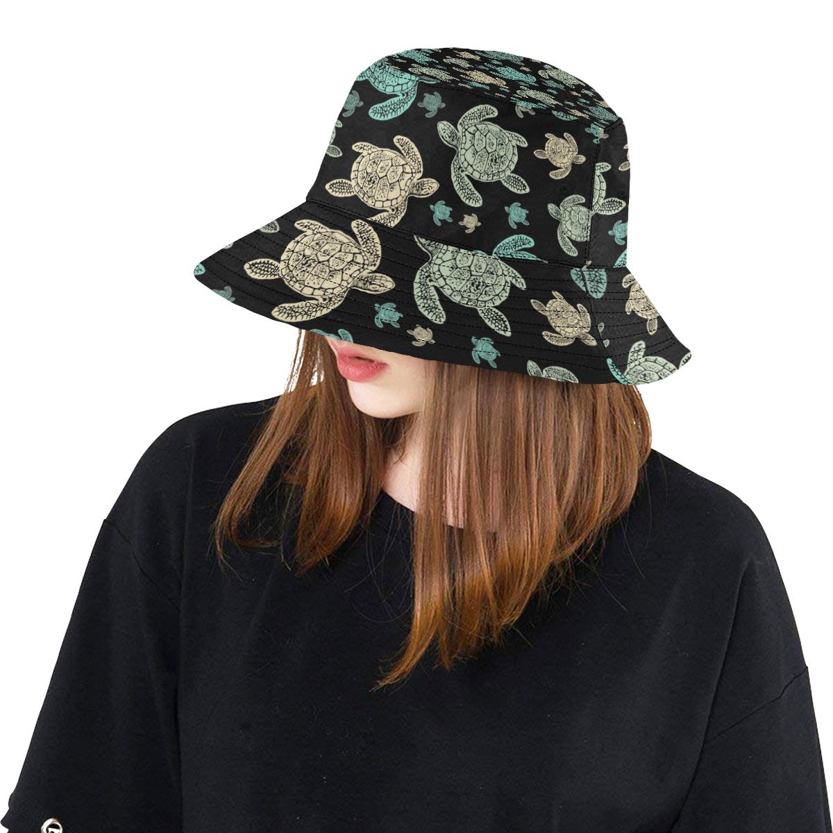 Sea Turtle Stamp Pattern Unisex Bucket Hat