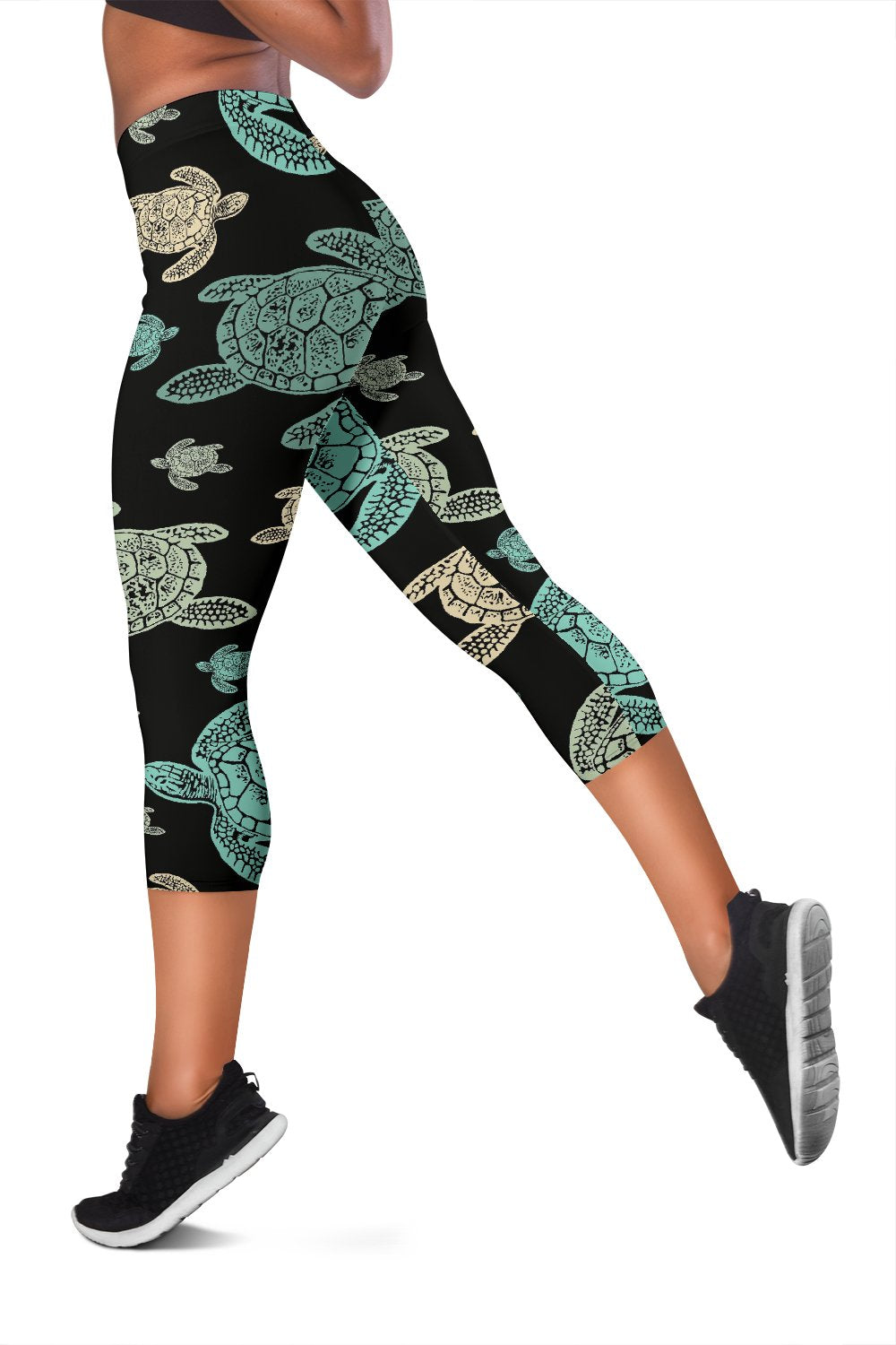 Sea Turtle Stamp Pattern Women Capris