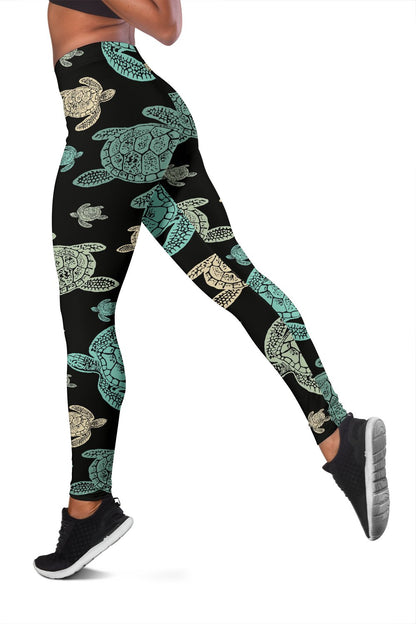 Sea Turtle Stamp Pattern Women Leggings