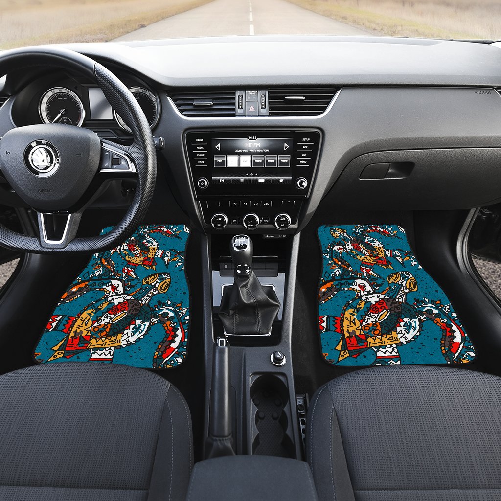 Sea Turtle Tribal Colorful Hand Drawn Car Floor Mats