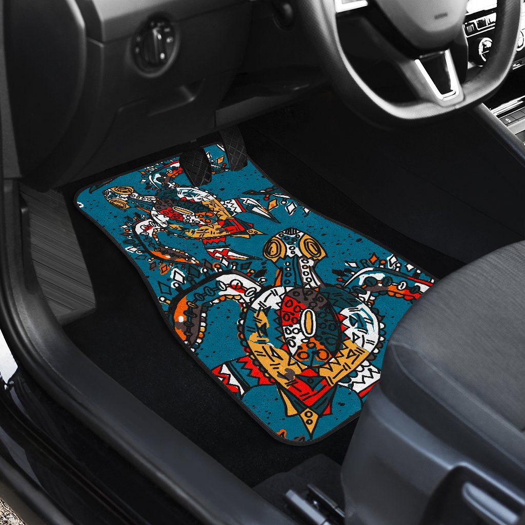 Sea Turtle Tribal Colorful Hand Drawn Car Floor Mats