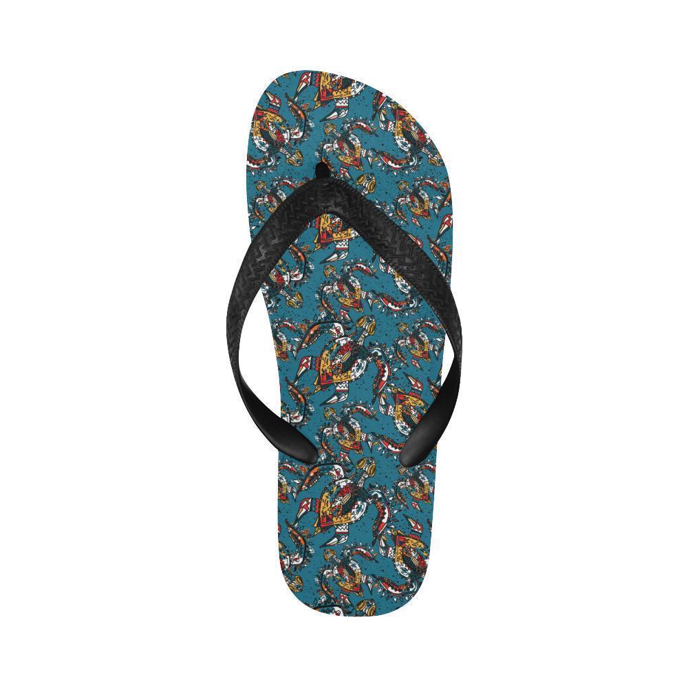 Sea Turtle Tribal Colorful Hand Drawn Flip Flops-JTAMIGO.COM