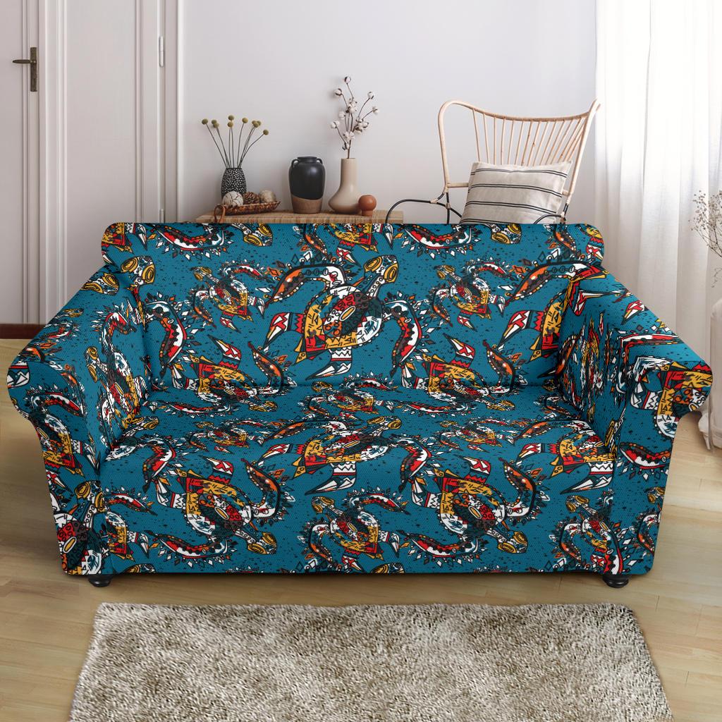 Sea Turtle Tribal Colorful Hand Drawn Loveseat Slipcover-JTAMIGO.COM