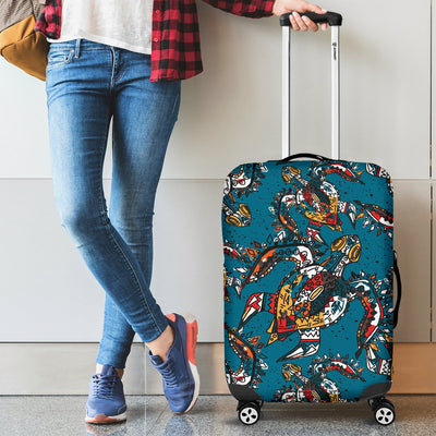 Sea Turtle Tribal Colorful Hand Drawn Luggage Cover Protector