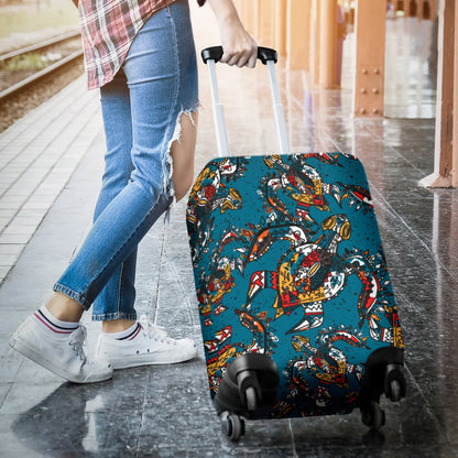 Sea Turtle Tribal Colorful Hand Drawn Luggage Cover Protector