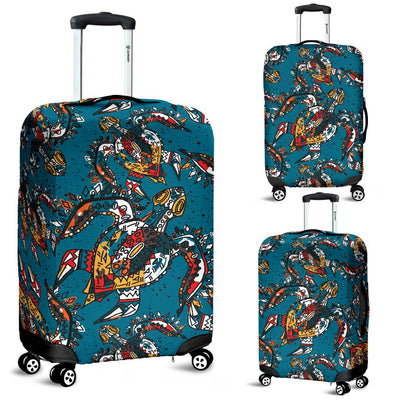 Sea Turtle Tribal Colorful Hand Drawn Luggage Cover Protector