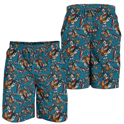 Sea Turtle Tribal Colorful Hand Drawn Mens Shorts-JTAMIGO.COM