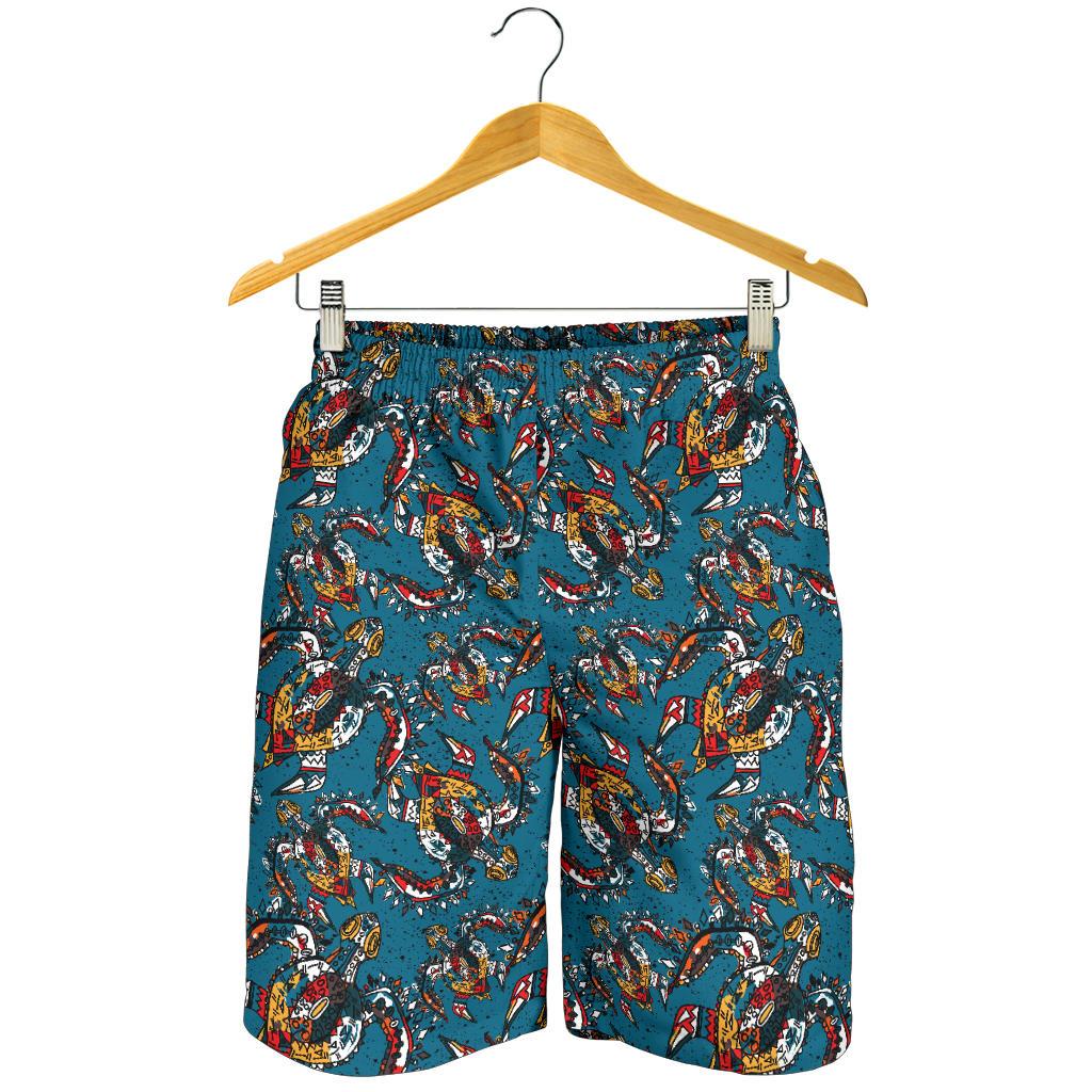 Sea Turtle Tribal Colorful Hand Drawn Mens Shorts-JTAMIGO.COM