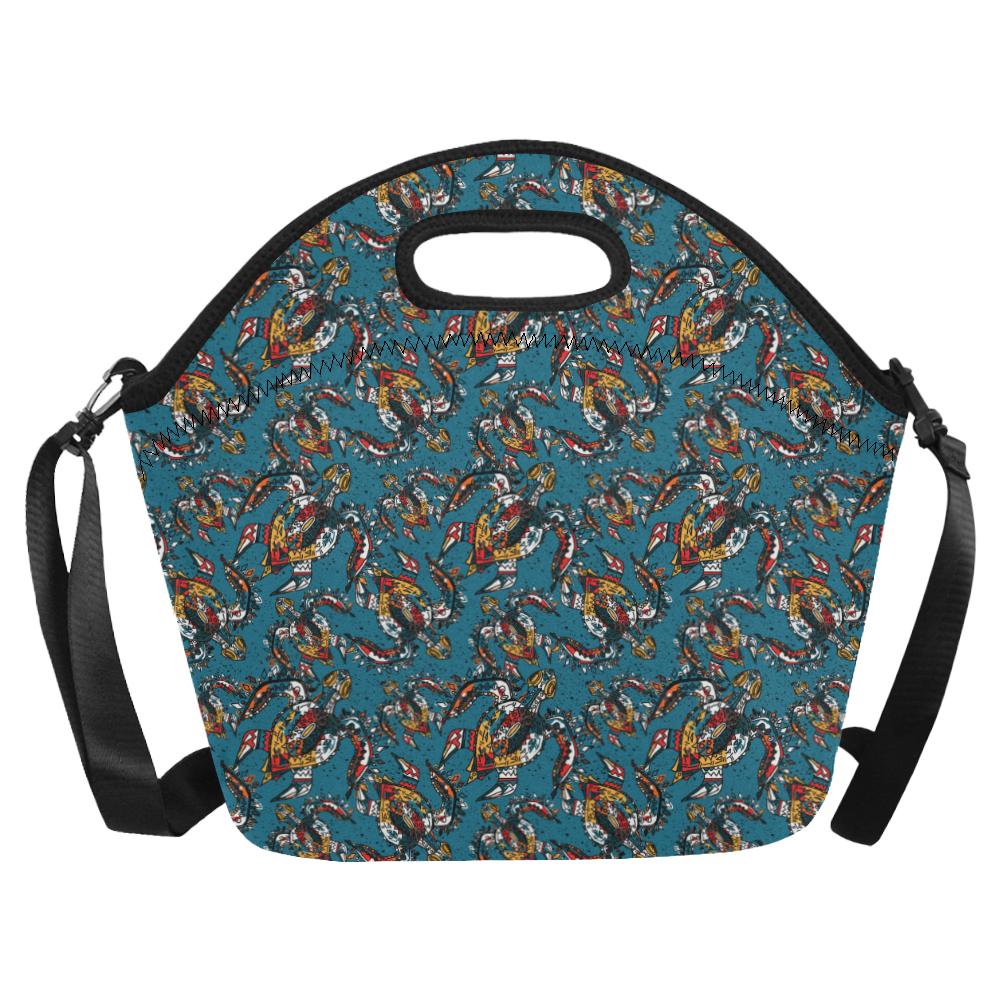 Sea Turtle Tribal Colorful Hand Drawn Neoprene Lunch Bag (Model 1669)(Large)-JTAMIGO.COM