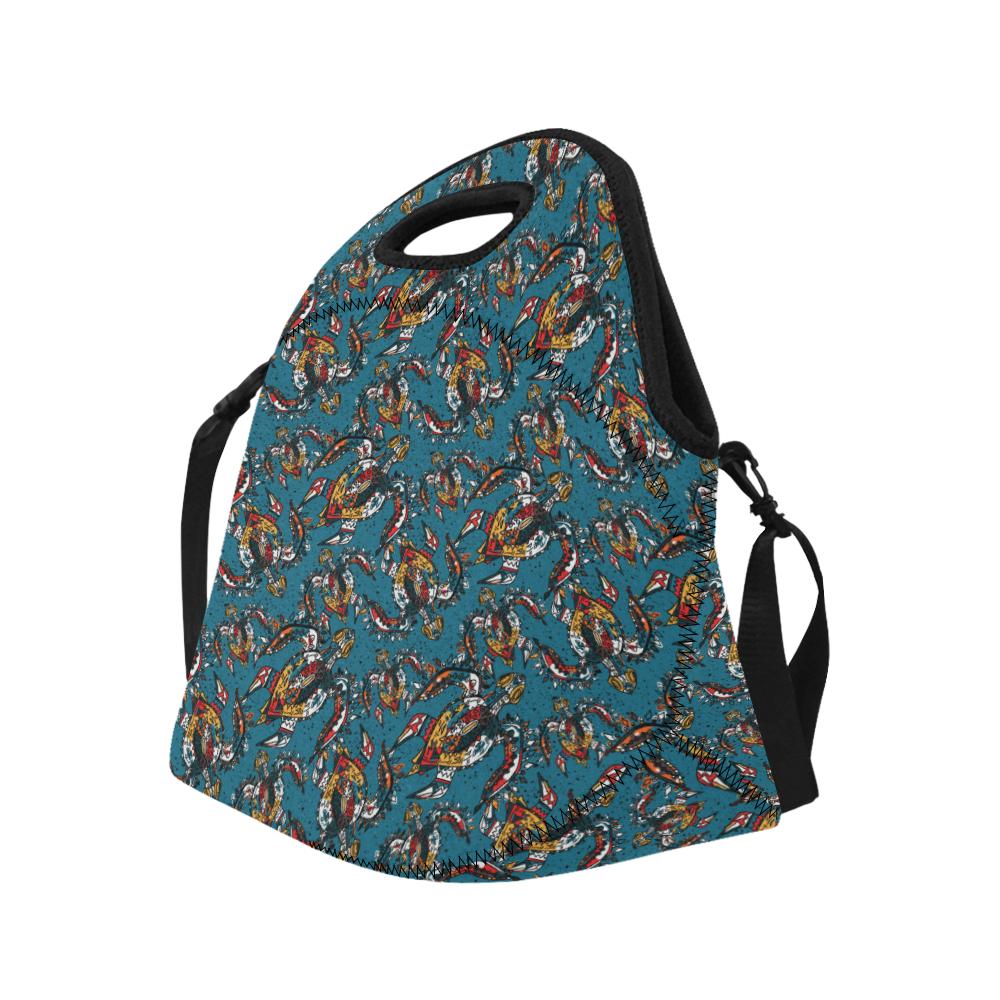 Sea Turtle Tribal Colorful Hand Drawn Neoprene Lunch Bag (Model 1669)(Large)-JTAMIGO.COM