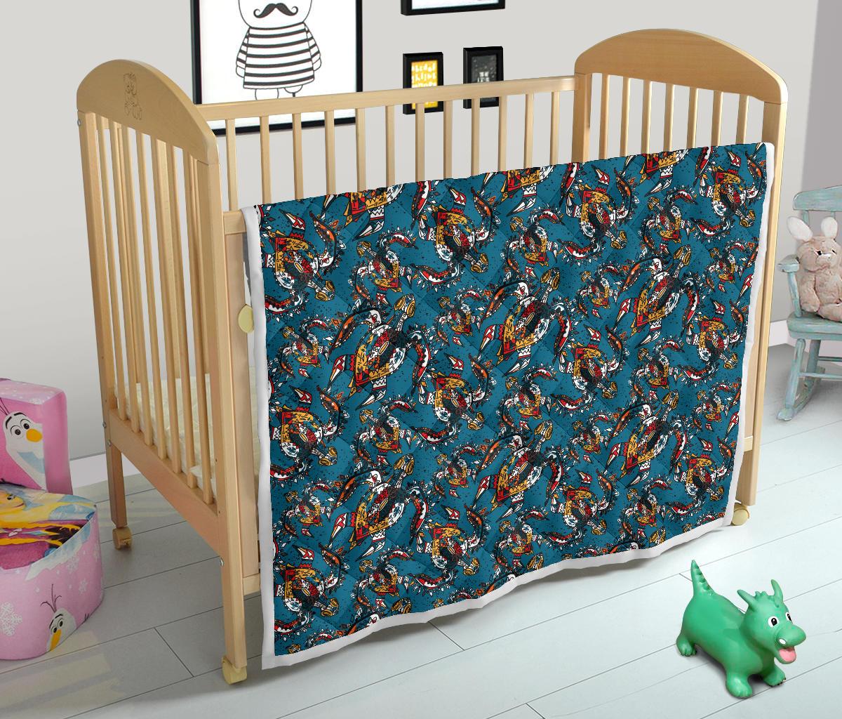 Sea Turtle Tribal Colorful Hand Drawn Premium Quilt-JTAMIGO.COM