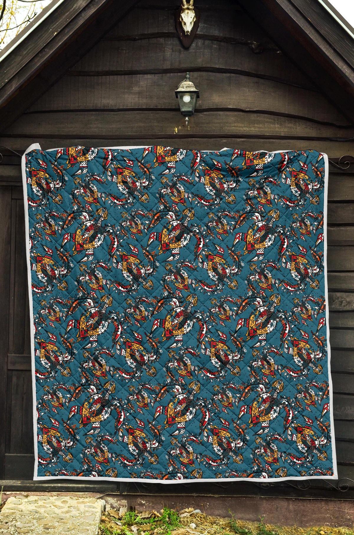 Sea Turtle Tribal Colorful Hand Drawn Premium Quilt-JTAMIGO.COM