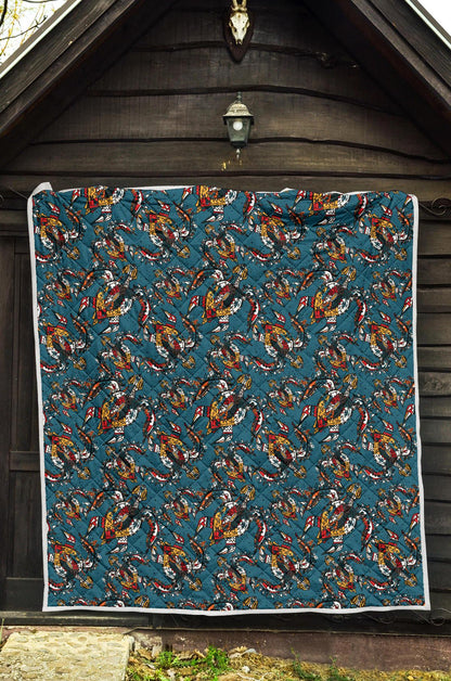 Sea Turtle Tribal Colorful Hand Drawn Premium Quilt-JTAMIGO.COM