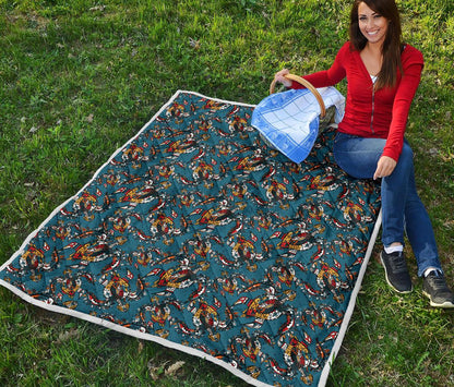 Sea Turtle Tribal Colorful Hand Drawn Premium Quilt-JTAMIGO.COM