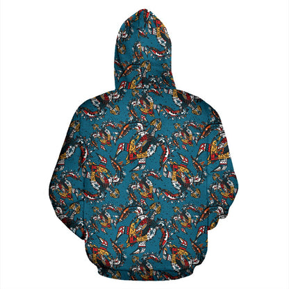 Sea Turtle Tribal Colorful Hand Drawn Pullover Hoodie