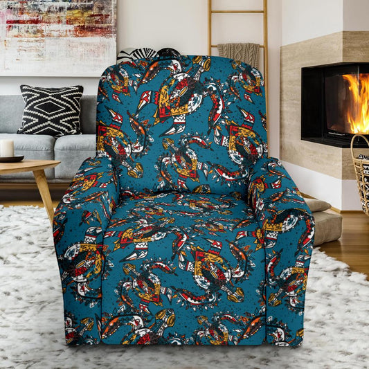 Sea Turtle Tribal Colorful Hand Drawn Single Sofa Slipcover -JTAMIGO.COM