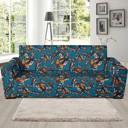 Sea Turtle Tribal Colorful Hand Drawn Sofa Slipcover-JTAMIGO.COM