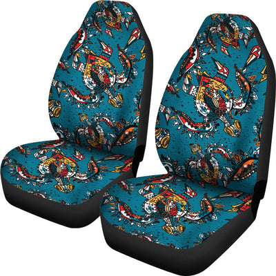Sea Turtle Tribal Colorful Hand Drawn Universal Fit Car Seat Covers