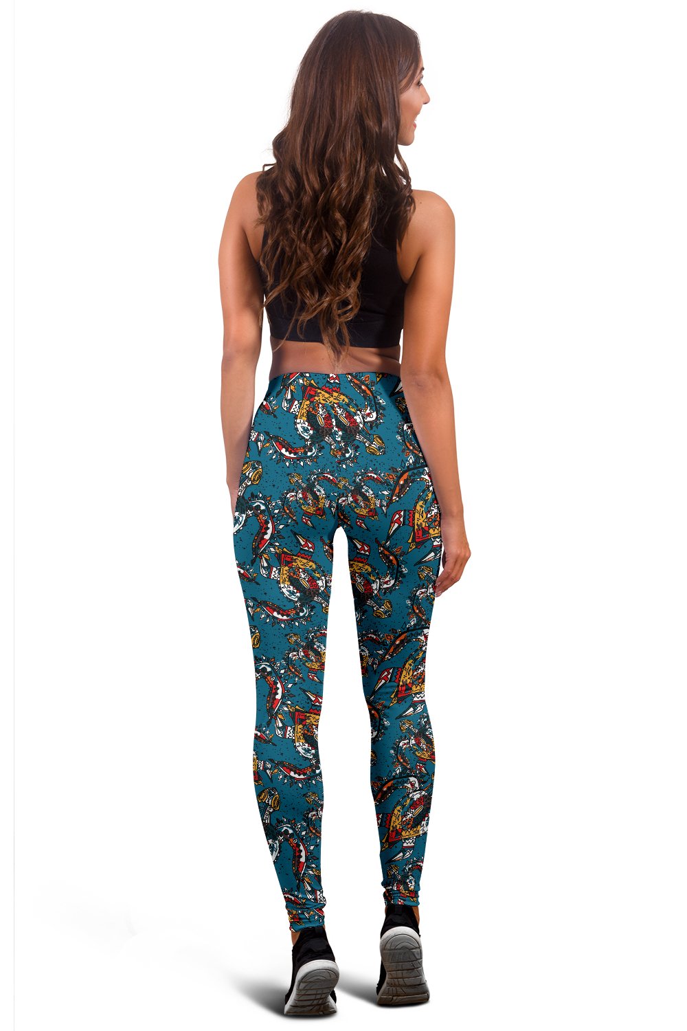 Sea Turtle Tribal Colorful Hand Drawn Women Leggings